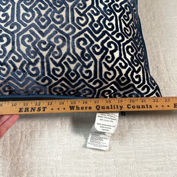 New! Rodeo Home Velvet Down Feather blue and ivory throw pillow 20x24 - Picture 6 of 9